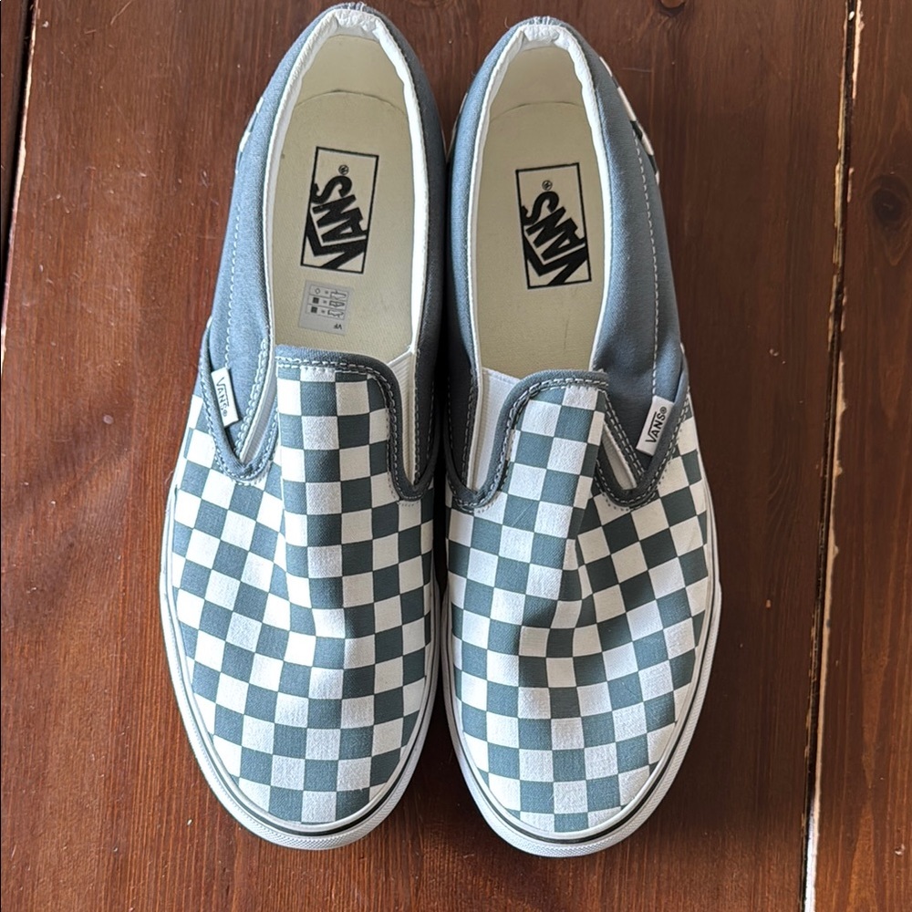 Vans Gray and White Checkerboard Slip-Ons